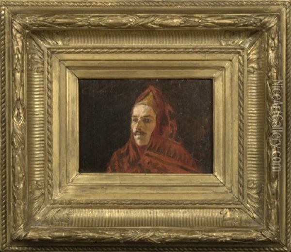 Nomadic Tribesman In A Red Mantle Oil Painting - Georges Antoine Rochegrosse