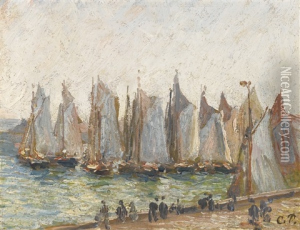 Regates Dans Le Port Du Havre Oil Painting - Camille Pissarro