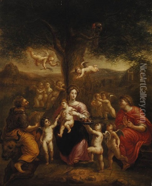 Saint Lucas Portraying Madonna With Child Oil Painting - Pieter Abrahamsz Ykens