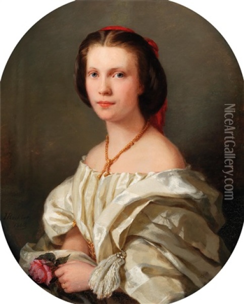 Portrait Of A Lady Oil Painting - Josef Wolft Richter