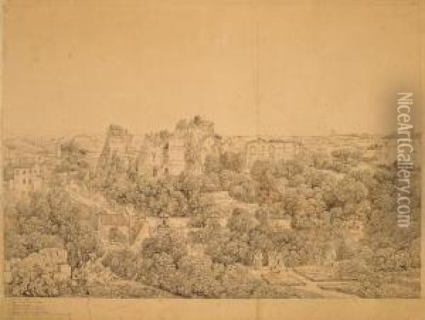 3 Panoramic Views Of Rome Oil Painting - Louis Francois Cassas