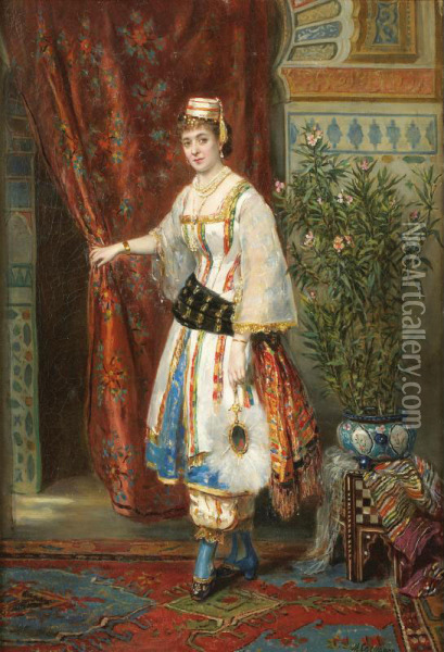Jeune Femme En Costume Oriental Oil Painting - Herman Maurice Cossmann