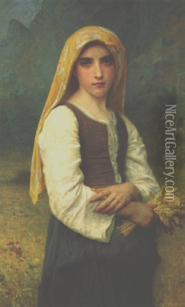 Shepherdess With Sheaf Of Wheat Oil Painting - William-Adolphe Bouguereau