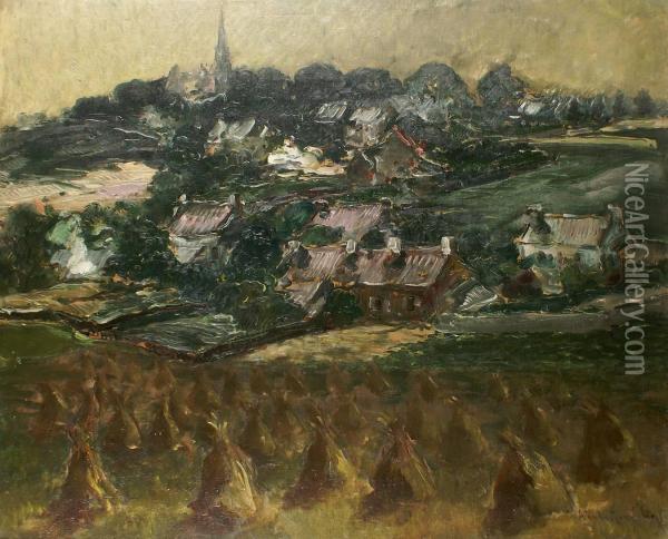 Les Moissons Pres Du Village Oil Painting - Constantin Kousnetzoff