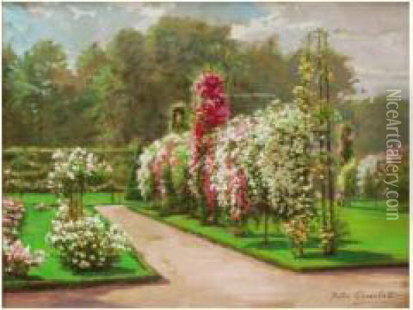 La Roseraie Oil Painting - Jules Girardet