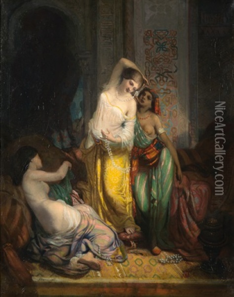 Le Collier De Perles Oil Painting - Charles Antoine Augustin Massenot
