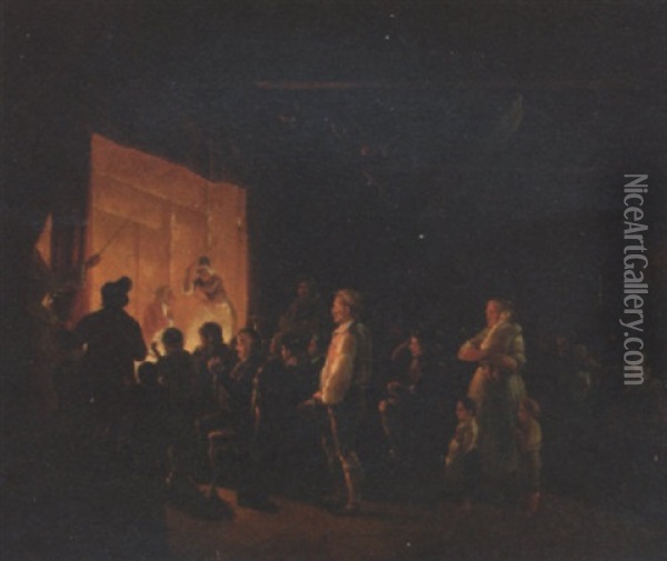 A Theatrical Performance Oil Painting - Pehr Hillestroem