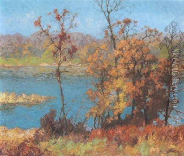 The River In Autumn Oil Painting - Maurice Braun