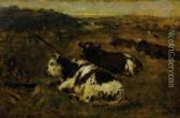 Vaches Allongees Dans Un Pre Oil Painting - Otto Karl Kasimir Von Thoren