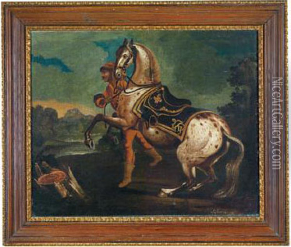 Ein Siebenburgenerpferd Wird Von Einem Bereiter Gefuhrt Oil Painting - Ferdinand Phillip de Hamilton