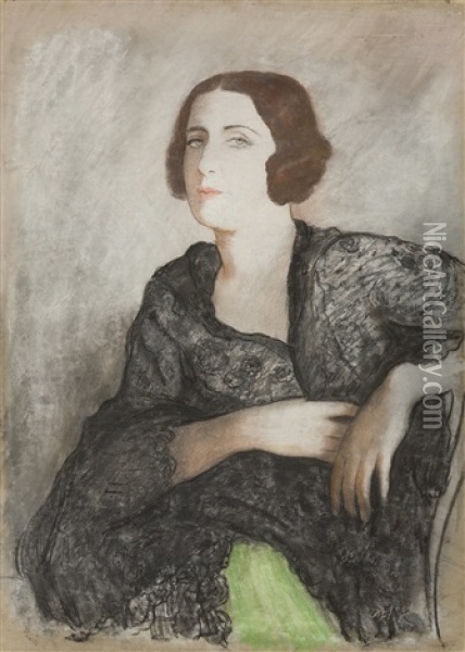 Portrat Einer Dame (bella Chagall) Oil Painting - Emil Orlik