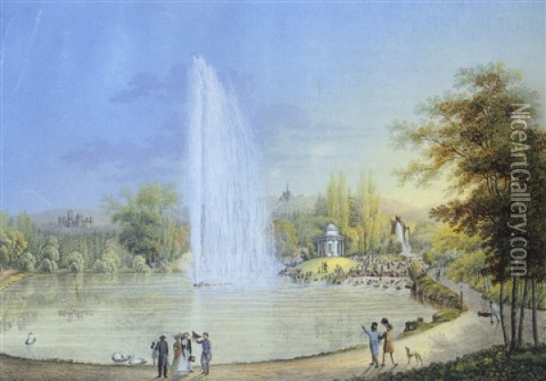 Die Grosse Fontane Im Schlosspark Wilhelmshohe Bei Kassel Oil Painting - Johann Heinrich Bleuler the Younger
