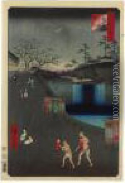 ````toranomongai Aoizaka' (aoi 
Slope, Outside Toranomon Gate) From The Series 'edo Meisho Hyakkei' (one
 Hundred Famous Views Of Edo) Oil Painting - Utagawa or Ando Hiroshige