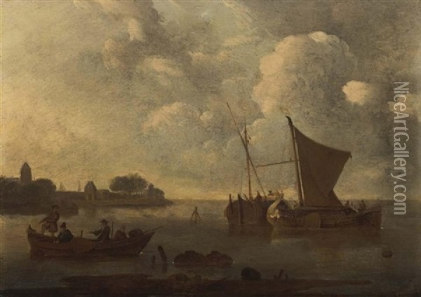 Fishing Boats Near The Coast Oil Painting - Wigerus Vitringa