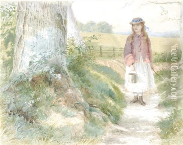 The Little Milkmaid Oil Painting - George Goodwin Kilburne