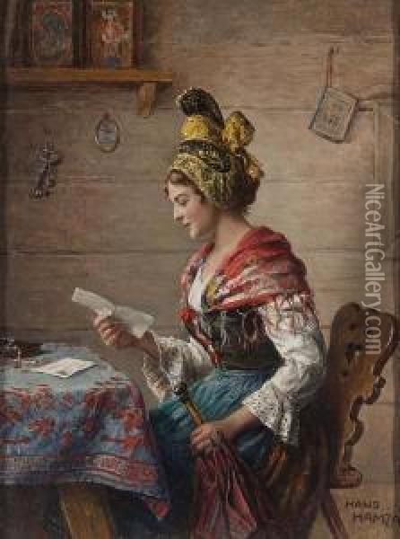 The Letter Oil Painting - Hans Hamza
