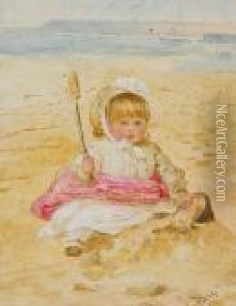 Young Child On The Beach Oil Painting - Samuel Edmund Waller