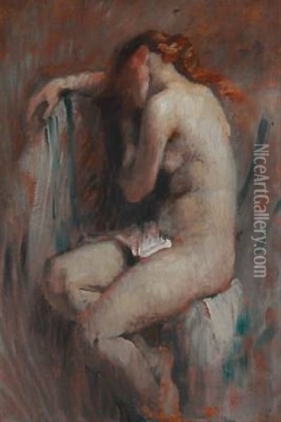 Female Nude Oil Painting - Frans Schwartz