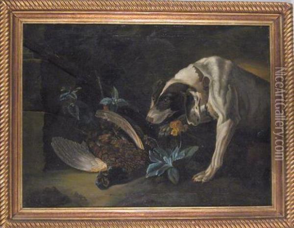 Dog And Pheasant Oil Painting - Jean-Baptiste Oudry
