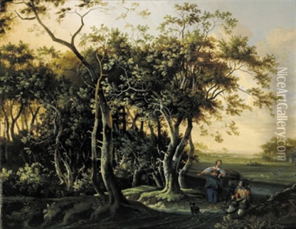 Bewaldete Landschaft Mit Rastenden Oil Painting - Joris van der Haagen
