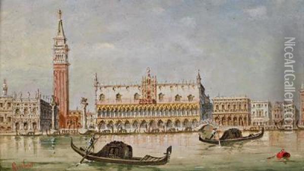 Veduta Del Palazzo Ducale A Venezia Oil Painting - Giovanni Grubacs