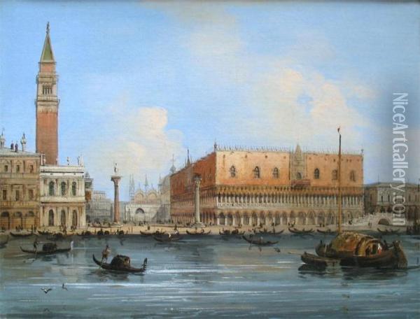 The Doge's Palace And The Piazetta Oil Painting - Carlo Grubacs