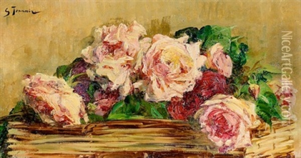Corbeille De Roses Oil Painting - Georges Jeannin