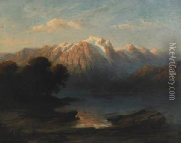 A View Of Mountains And Lake Oil Painting - Frederick Charles Vipond Ede