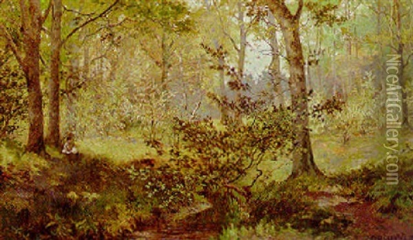 An Idyll Of Spring Near Egham, Surrey Oil Painting - Marmaduke A. Langdale