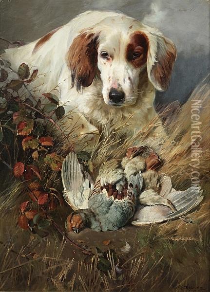 Setter With Game Oil Painting - William Arnold Woodhouse