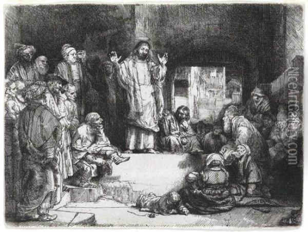 Christ Preaching Oil Painting - Rembrandt Van Rijn