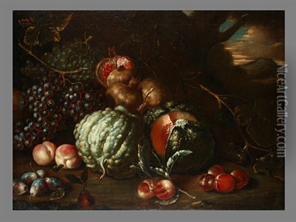 Stilleben Mit Granatapfeln Und Fruchten Oil Painting - Tommaso Realfonso