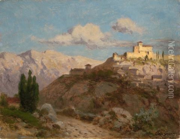 Kloster In Italienischer Landschaft Oil Painting - Karl Georg Anton Graeb