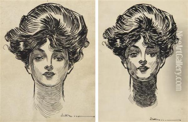 Portrait Of A Lady Oil Painting - Charles Dana Gibson