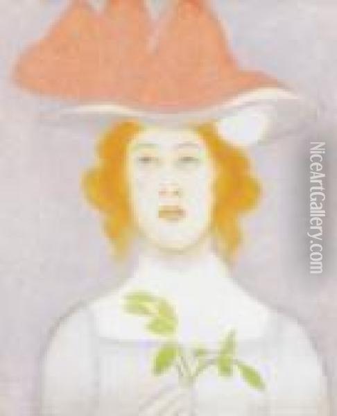 Red Haired Woman In Hat Oil Painting - Jozsef Rippl-Ronai