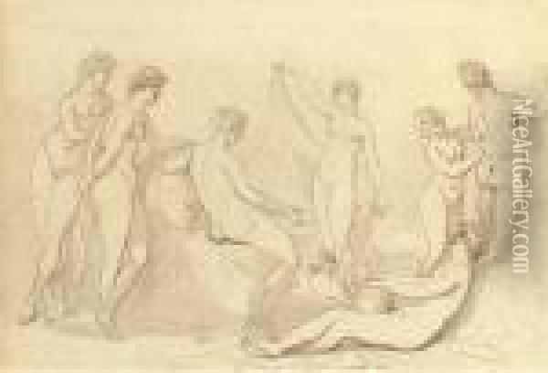 Classical Nudes Oil Painting - Thomas Rowlandson