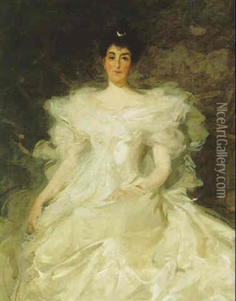 Christian, Wife Of James Cameron-head Of Inverailort Oil Painting - Robert Brough