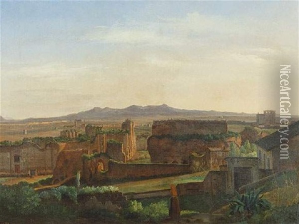 Ruines Dans La Campagne Romaine Oil Painting - Theodore Claude Felix Caruelle d' Aligny