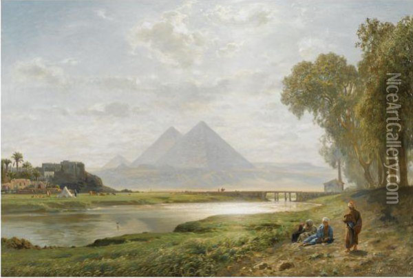 Die Pyramiden Von Gizeh (the Pyramids At Gizeh, Morning) Oil Painting - Ernst Carl Eugen Koerner