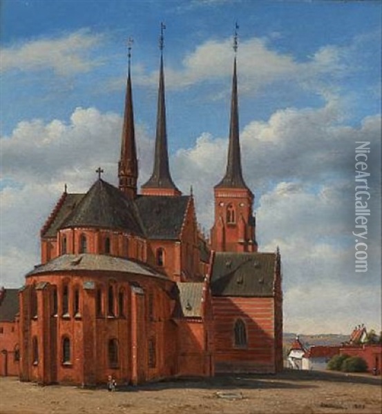 At Roskilde Cathedral Oil Painting - Christian Olavius Zeuthen