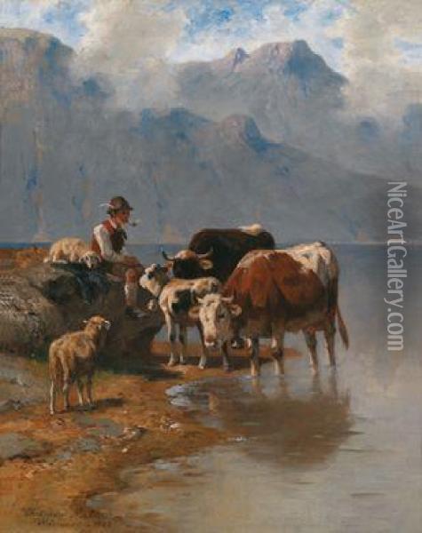Derhirte Und Seine Herde Oil Painting - Christian Friedrich Mali