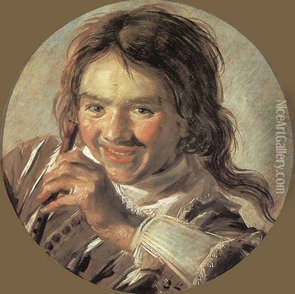 Boy holding a Flute (Hearing) Oil Painting - Frans Hals