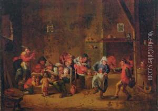 Tavern Scene Oil Painting - Gillis van Tilborgh