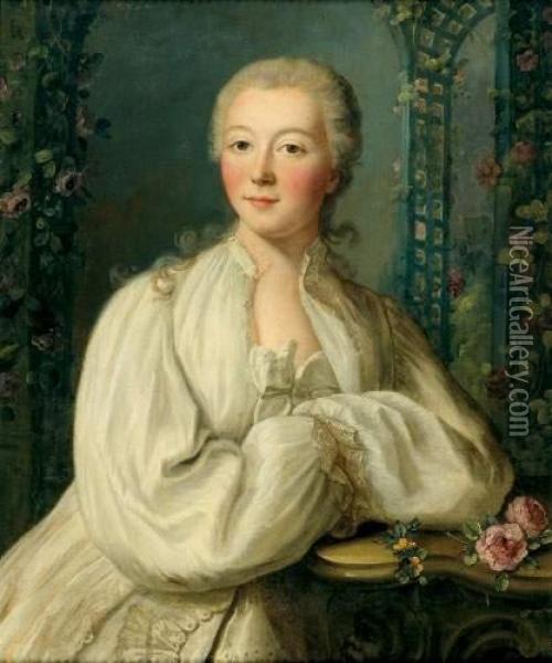 Portrait De Femme En Deshabille Blanc Oil Painting - Louis Richard Fr. Dupont De Montfiquet