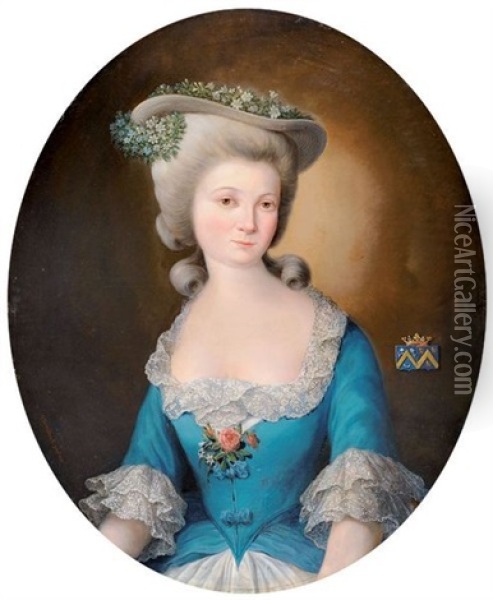 Portrait De Dame Oil Painting - Petrus Josephus (Pierre Joseph) Witdoeck