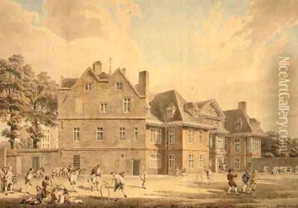 The Old Manor House, Marylebone, as a School, 1791 Oil Painting - Michael Angelo Rooker