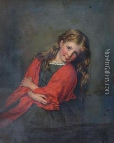 Portrait Of A Young Girl Wearing Red Shawl Oil Painting - William Gale