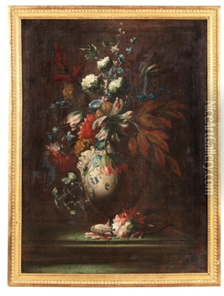 Natures Mortes Aux Fleurs (2 Works) Oil Painting - Giuseppe Lavagna