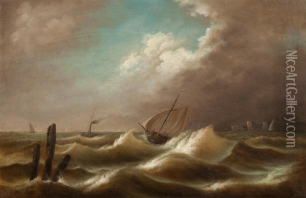 Ship In Storm Oil Painting - Jean Altamoura