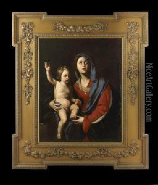 Virgin With Christ Child Holding Apple Oil Painting - Massimo Stanzione